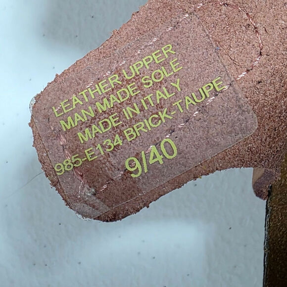 Bio-Gold Suede Leather Sandals Cork Wedge Ankle Strap Womens Size 9 Taupe Peach - Picture 11 of 14